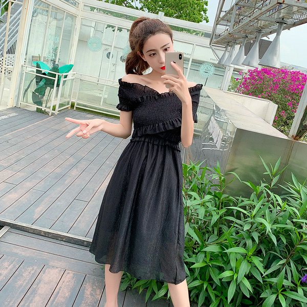 Rochie casual dama - model croiat in negru si rosu