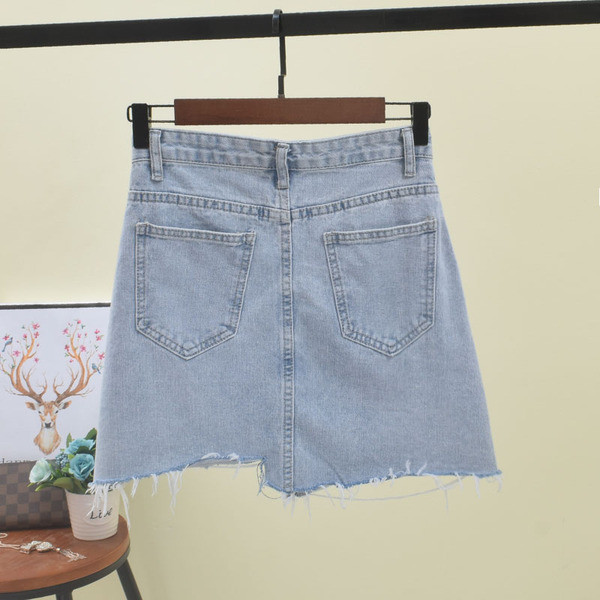 Fusta de dama din denim model asimetric de culoare albastra