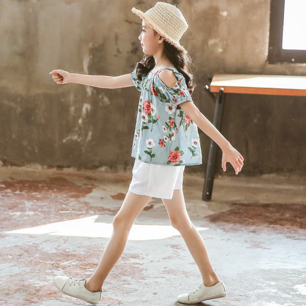 Modern gyerek szett blúz + nadrág lányoknak