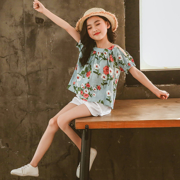 Modern gyerek szett blúz + nadrág lányoknak