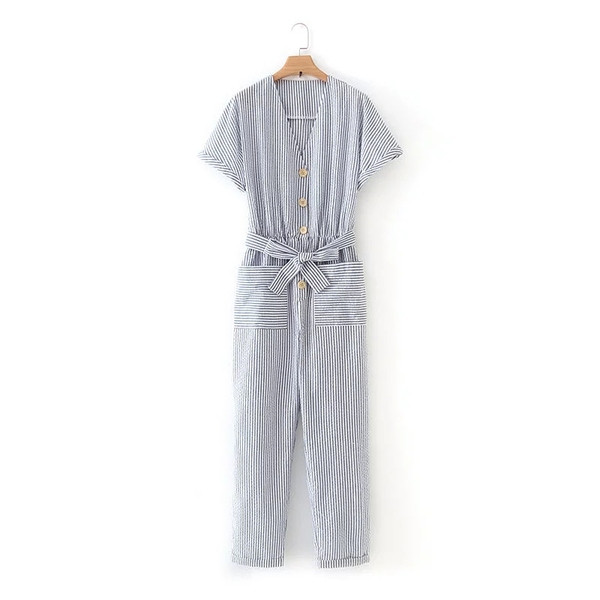 Model nou de salopeta dama cu centura si buzunare