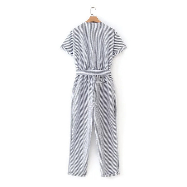 Model nou de salopeta dama cu centura si buzunare