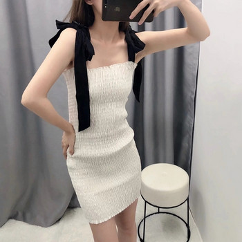 Rochie dama Slim - model cu bretele late in culoarea alba