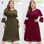 Alkalmi női ruha 3/4 ujjal, két színben 4XL-ig