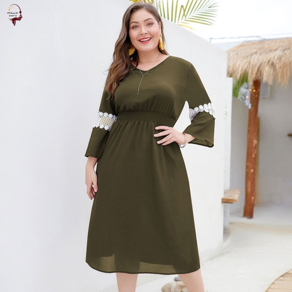 Alkalmi női ruha 3/4 ujjal, két színben 4XL-ig