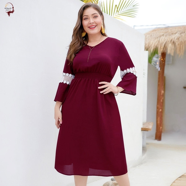 Alkalmi női ruha 3/4 ujjal, két színben 4XL-ig