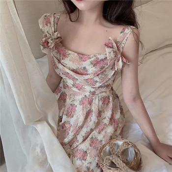 Modern női hosszú ruha virágmintával