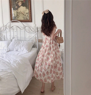 Modern női hosszú ruha virágmintával