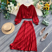 Női szett ingből és hosszú szoknyából négy színben