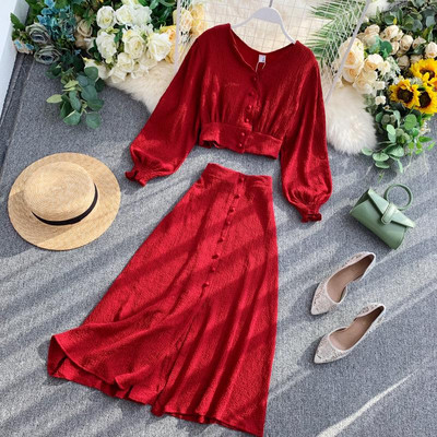 Női szett ingből és hosszú szoknyából négy színben