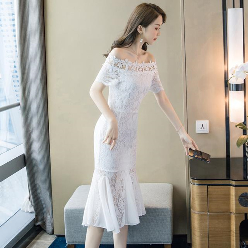 Rochie de dama eleganta din dantela in doua culori cu maneca scurta