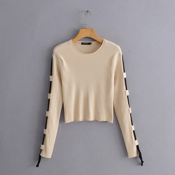 Bluza de dama model nou cu cravate de culoare maro