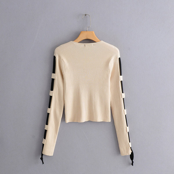 Bluza de dama model nou cu cravate de culoare maro