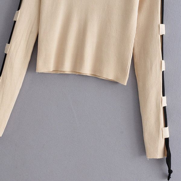 Bluza de dama model nou cu cravate de culoare maro