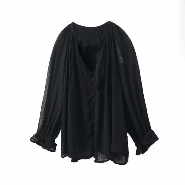 Camasa de dama modern model nou cu nasturi in alb si negru