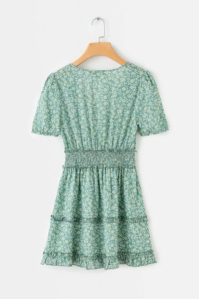 Rochie de dama cu maneci scurte si decolteu in V in doua culori