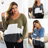 Bluză casual de damă cu mâneci lungi și buzunar în mai multe culori