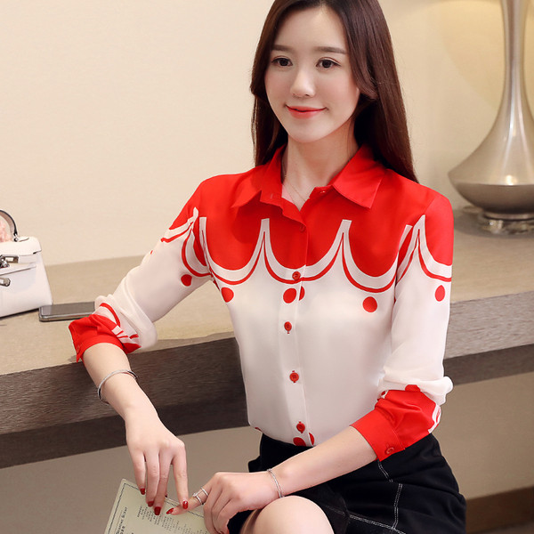 Cămașă modernă de damă în două culori cu mâneci lungi și nasturi