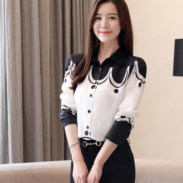 Cămașă modernă de damă în două culori cu mâneci lungi și nasturi