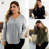 Bluză casual de damă cu mâneci lungi și decolteu în V în trei culori