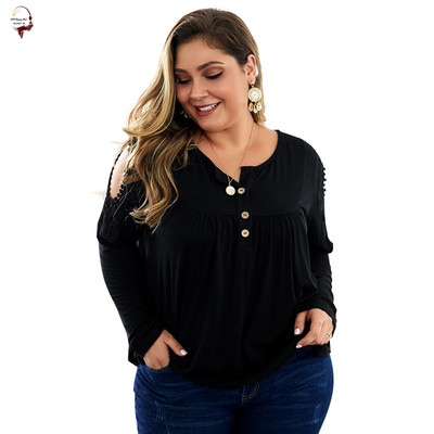 Bluză casual de damă cu mâneci lungi și decolteu în V în trei culori