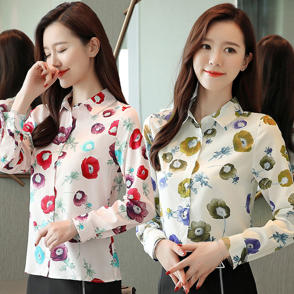 Stílusos női ing két színben virágos motívumokkal