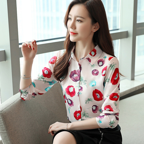 Stílusos női ing két színben virágos motívumokkal