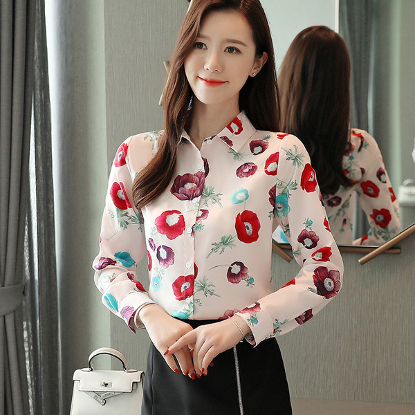 Stílusos női ing két színben virágos motívumokkal