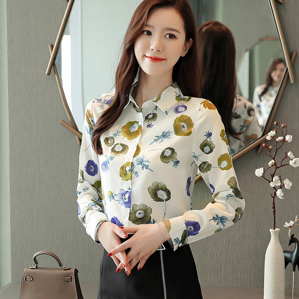 Stílusos női ing két színben virágos motívumokkal