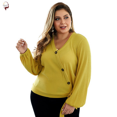 Bluză casual de damă cu mâneci lungi și nasturi în mai multe culori