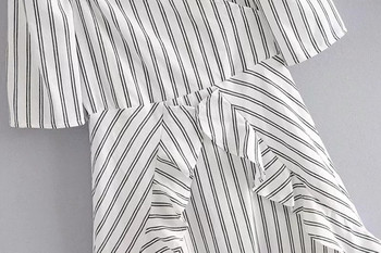 Rochie de dama in dungi cu maneci 3/4 si decolteu in V