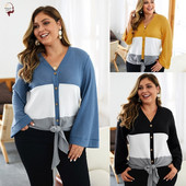 Bluză casual de damă cu mâneci lungi și cravate în mai multe culori