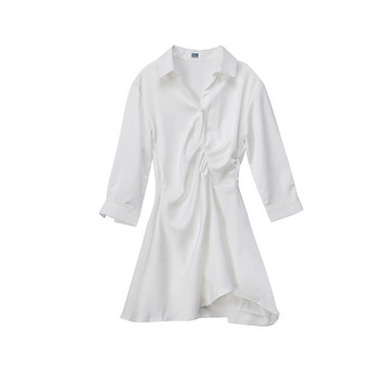 Rochie moderna de dama alb cu decolteu in V