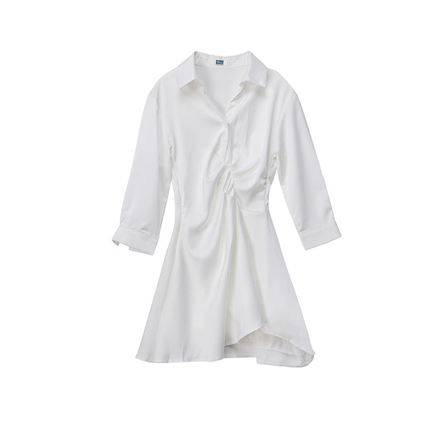 Rochie moderna de dama alb cu decolteu in V