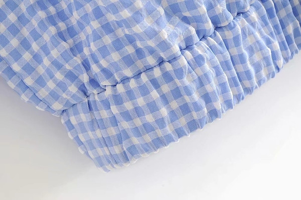 Bluza de dama in carouri model nou de culoare albastra