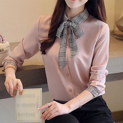 Cămașă elegantă de damă, cu mâneci lungi și panglică