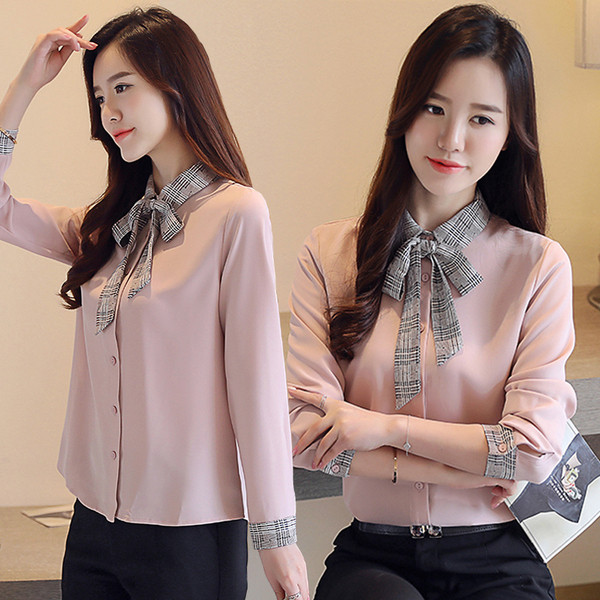 Cămașă elegantă de damă, cu mâneci lungi și panglică