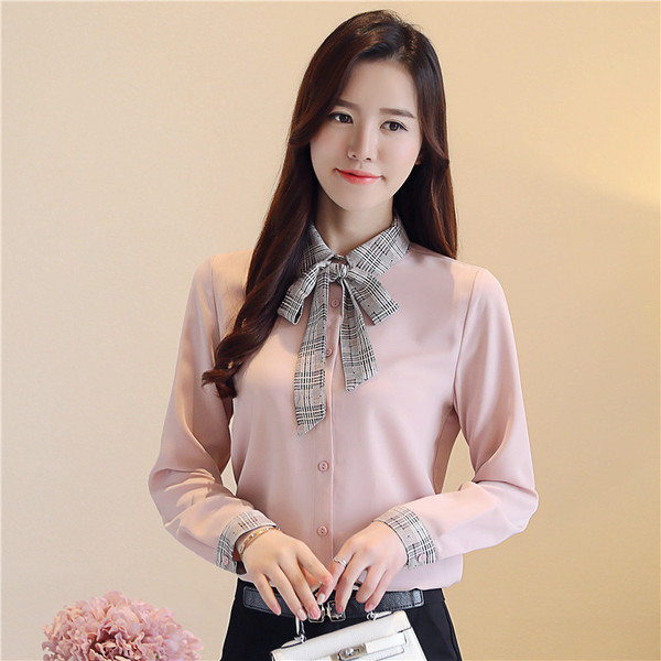 Cămașă elegantă de damă, cu mâneci lungi și panglică