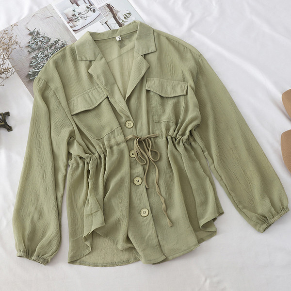 Modern női ing fűzős derékrészen több színben