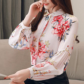 Cămașă de damă de ultimă generație cu mâneci lungi și motive florale