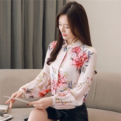 Cămașă de damă de ultimă generație cu mâneci lungi și motive florale