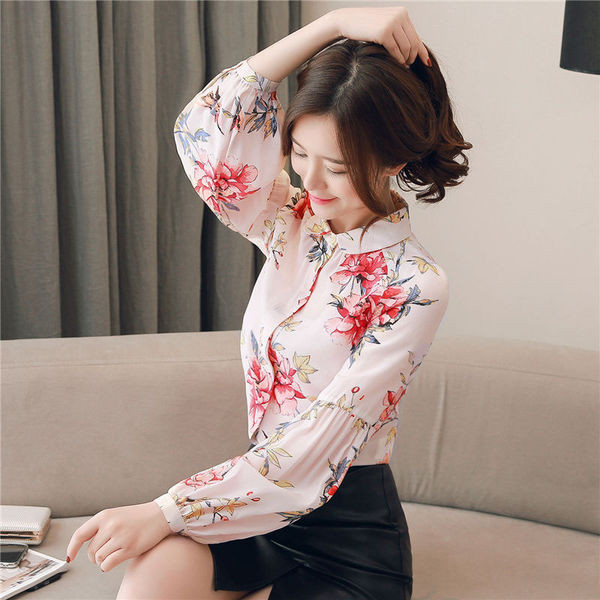 Cămașă de damă de ultimă generație cu mâneci lungi și motive florale