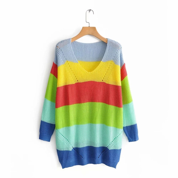 Új modell csíkos női pulóver - többféle színben