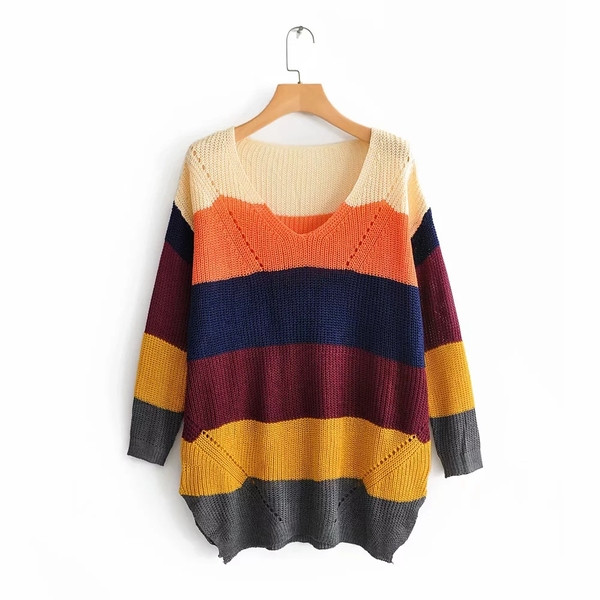 Új modell csíkos női pulóver - többféle színben