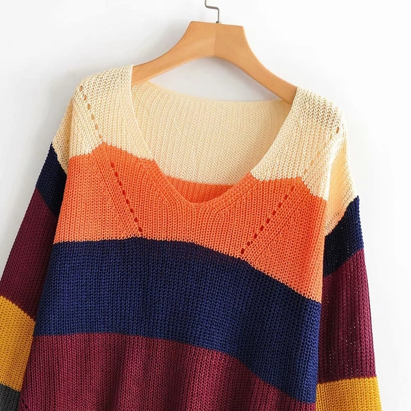 Új modell csíkos női pulóver - többféle színben