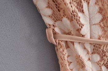 Rochie casual de dama cu bretele, curea si motive florale