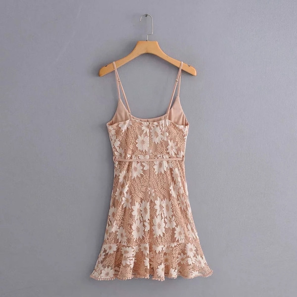 Rochie casual de dama cu bretele, curea si motive florale