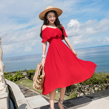 Rochie moderna de dama in negru si rosu - model croiat