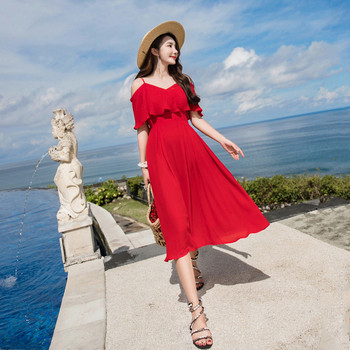 Rochie moderna de dama in negru si rosu - model croiat