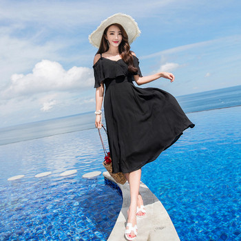 Rochie moderna de dama in negru si rosu - model croiat